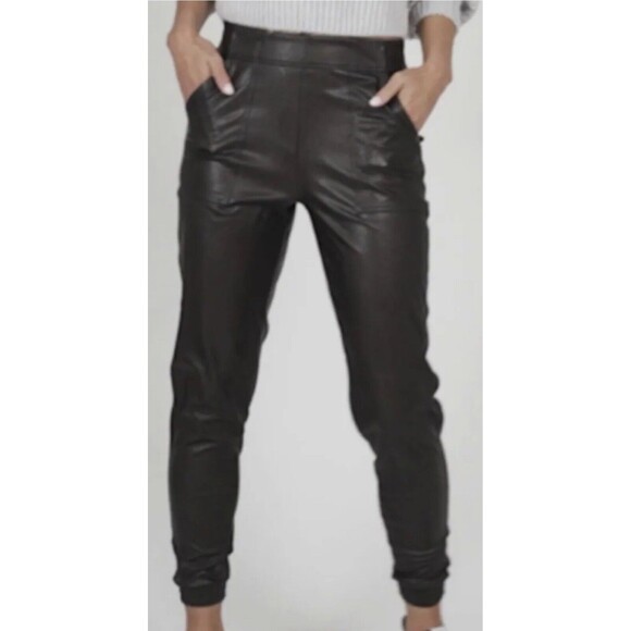 Spanx Faux Leather Joggers Sz S Black jogger high rise pockets Black - Picture 12 of 12